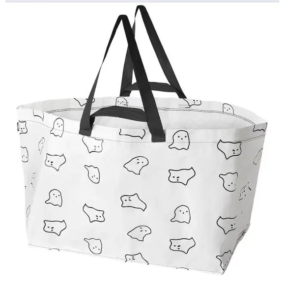 Ikea‎ KUSTFYR Shopping Bag Tote Large White/Black Ghost Halloween! - Picture 2 of 5